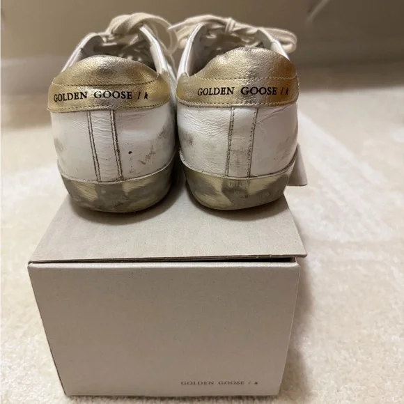 Golden Goose White and Gold Sneakers - Picture 4 of 6